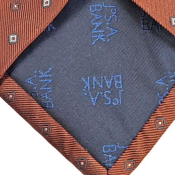 Jos A Bank Mens Silk Tie Executive Collection Brown Geometric Pattern NWT - Picture 7 of 8